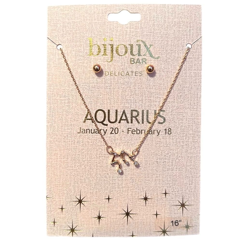 Bijoux Bar Gold Aquarius Necklace and Earring Set